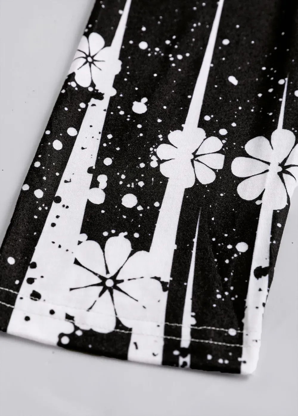 Black Fake 2in1 Floral Print A Line Dress