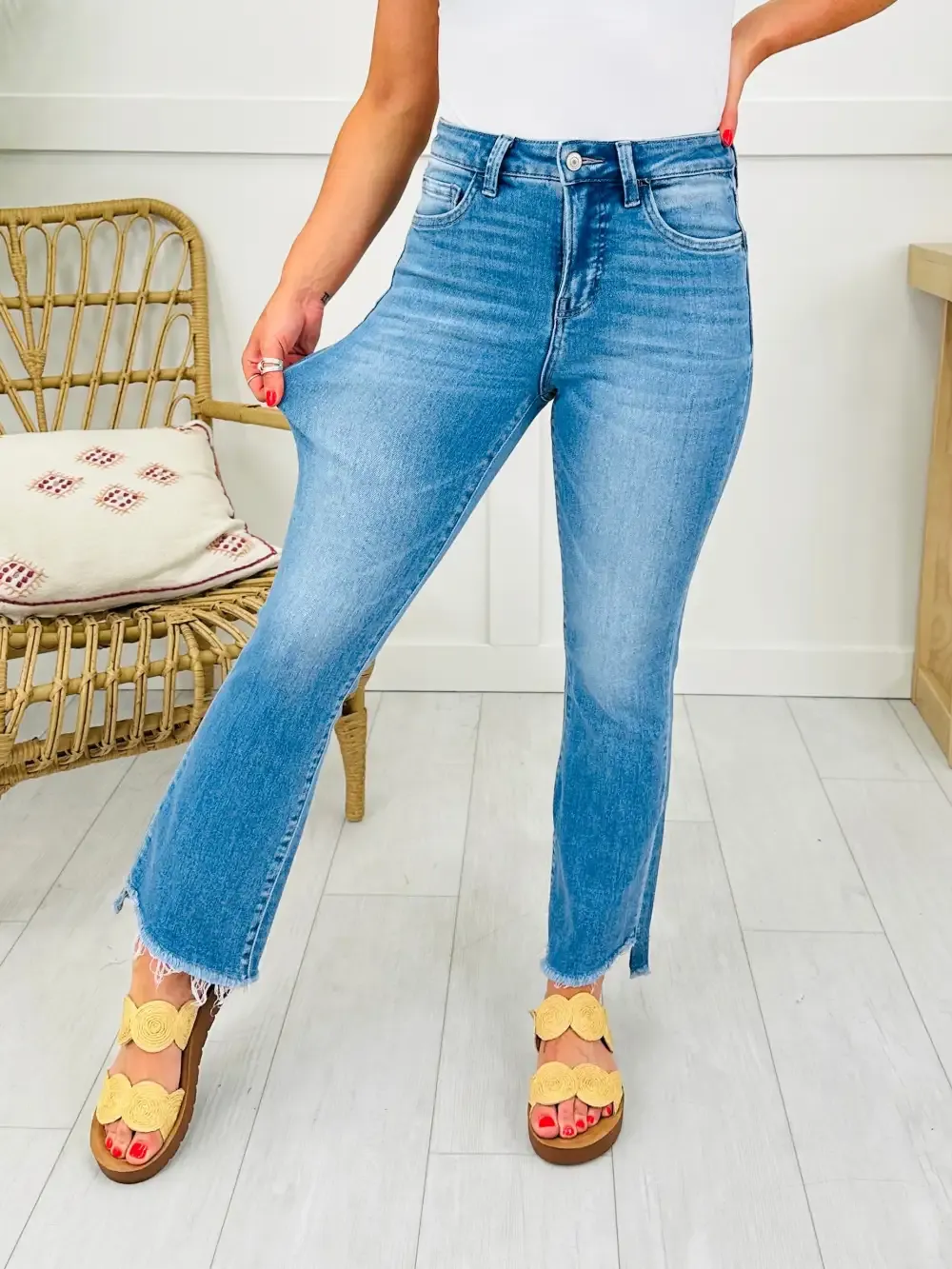 Severely Soft Tummy Control Cropped Kick Flare Jeans