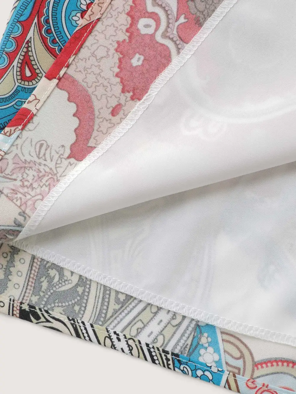 Paisley Print Lace Trim Midi Dress