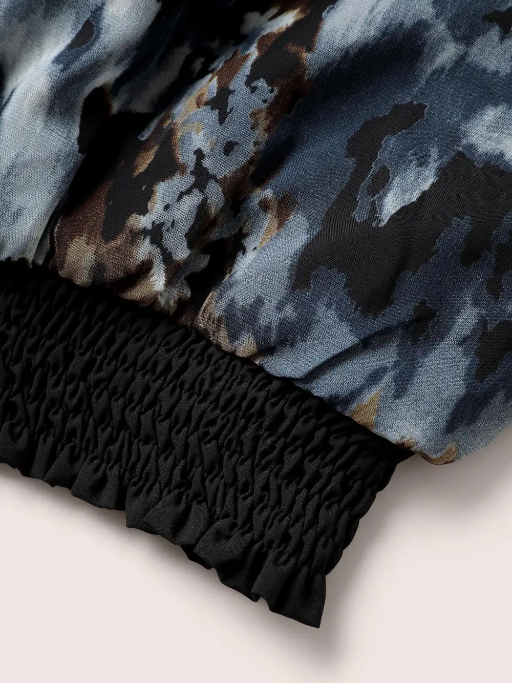 Pixel Flower Shirred Batwing Sleeve Blouse