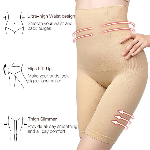 Women's Shorts Seamless High Waisted Bone Undergarments Regular Spring, Fall, Winter, Summer Black Purple Brown Apricot