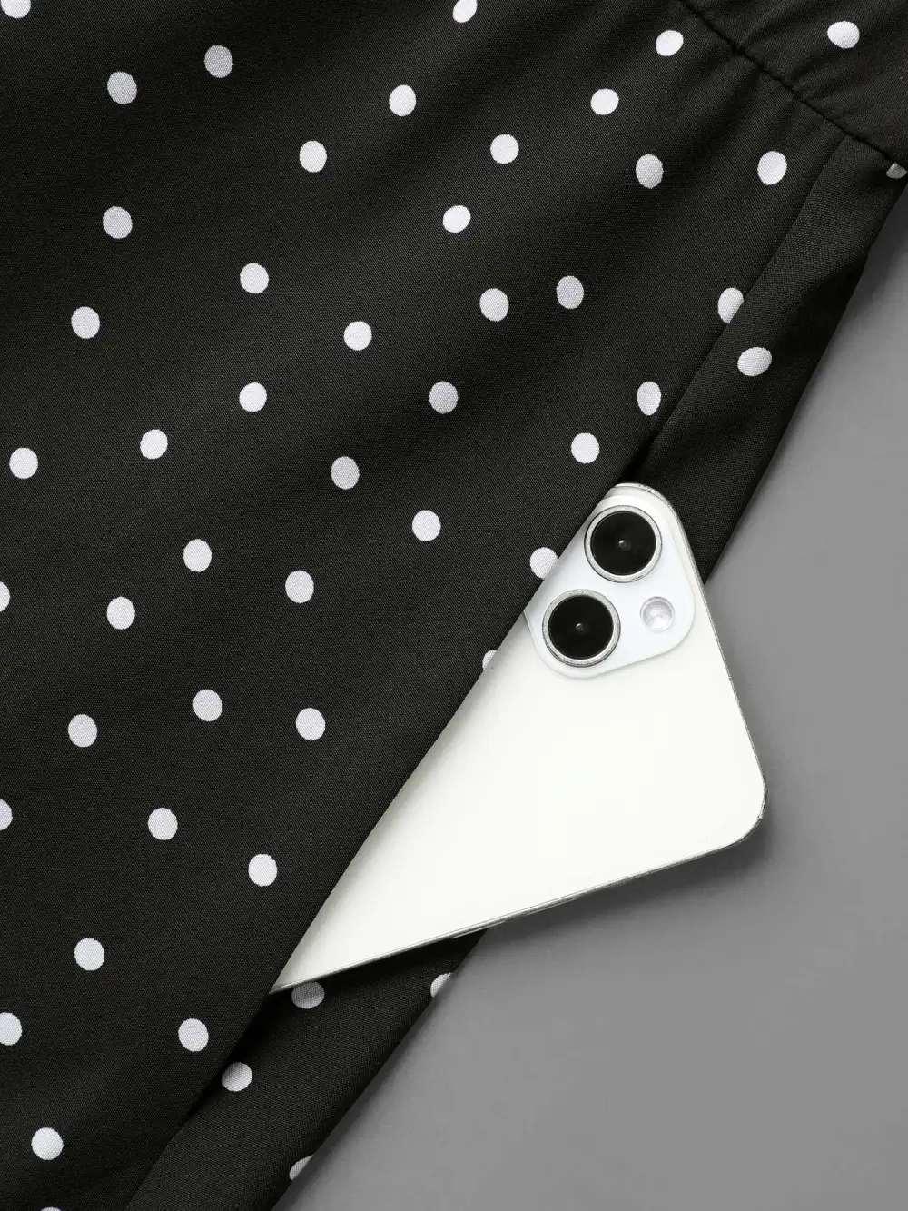 Crew Neck Polka Dot Waist Cinched Dress