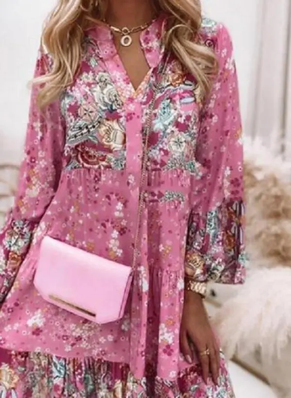 Super Sweet Pink Prairie Meadow Mini Dress