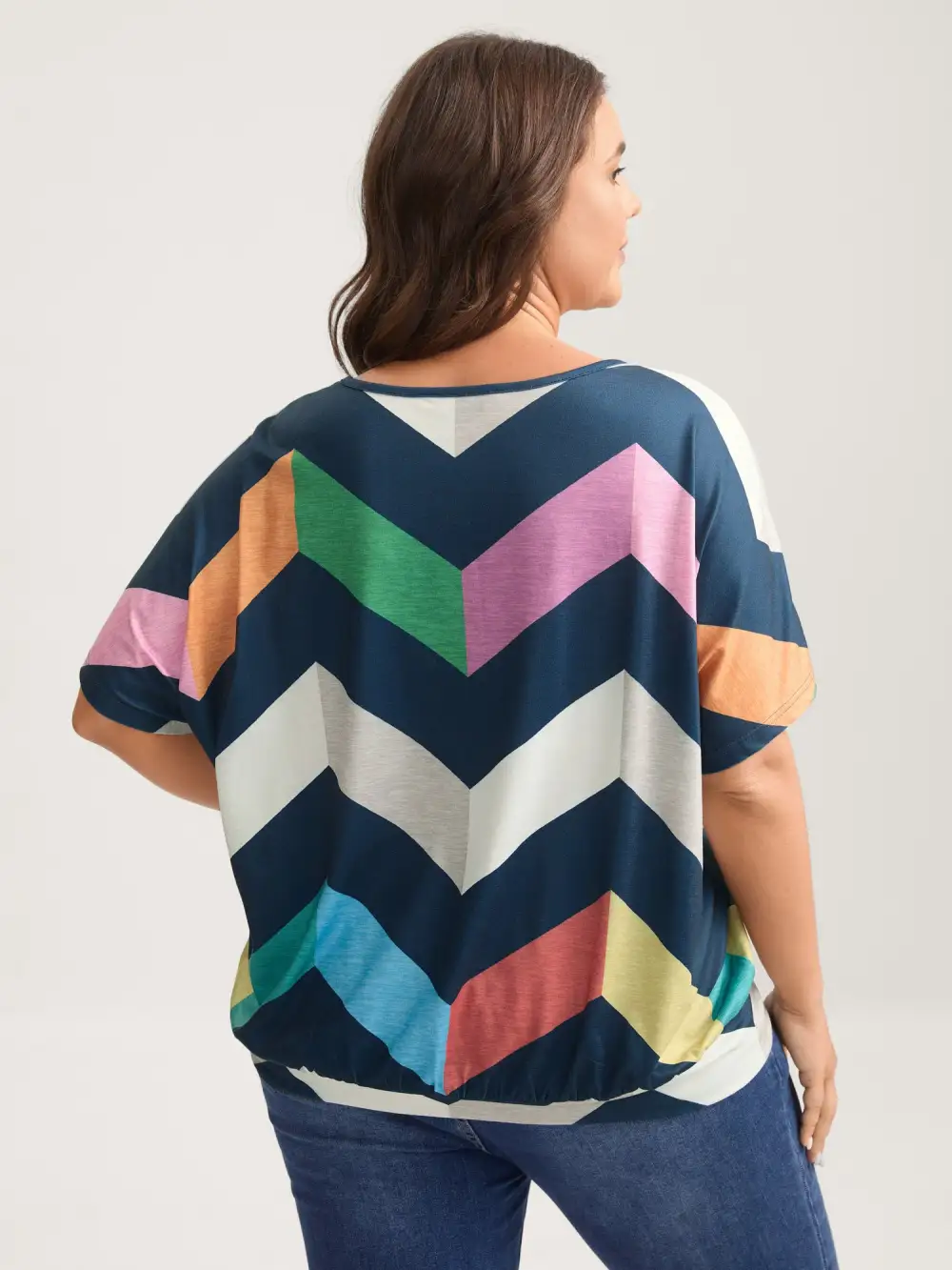 Color Block Wavy Print T-Shirt