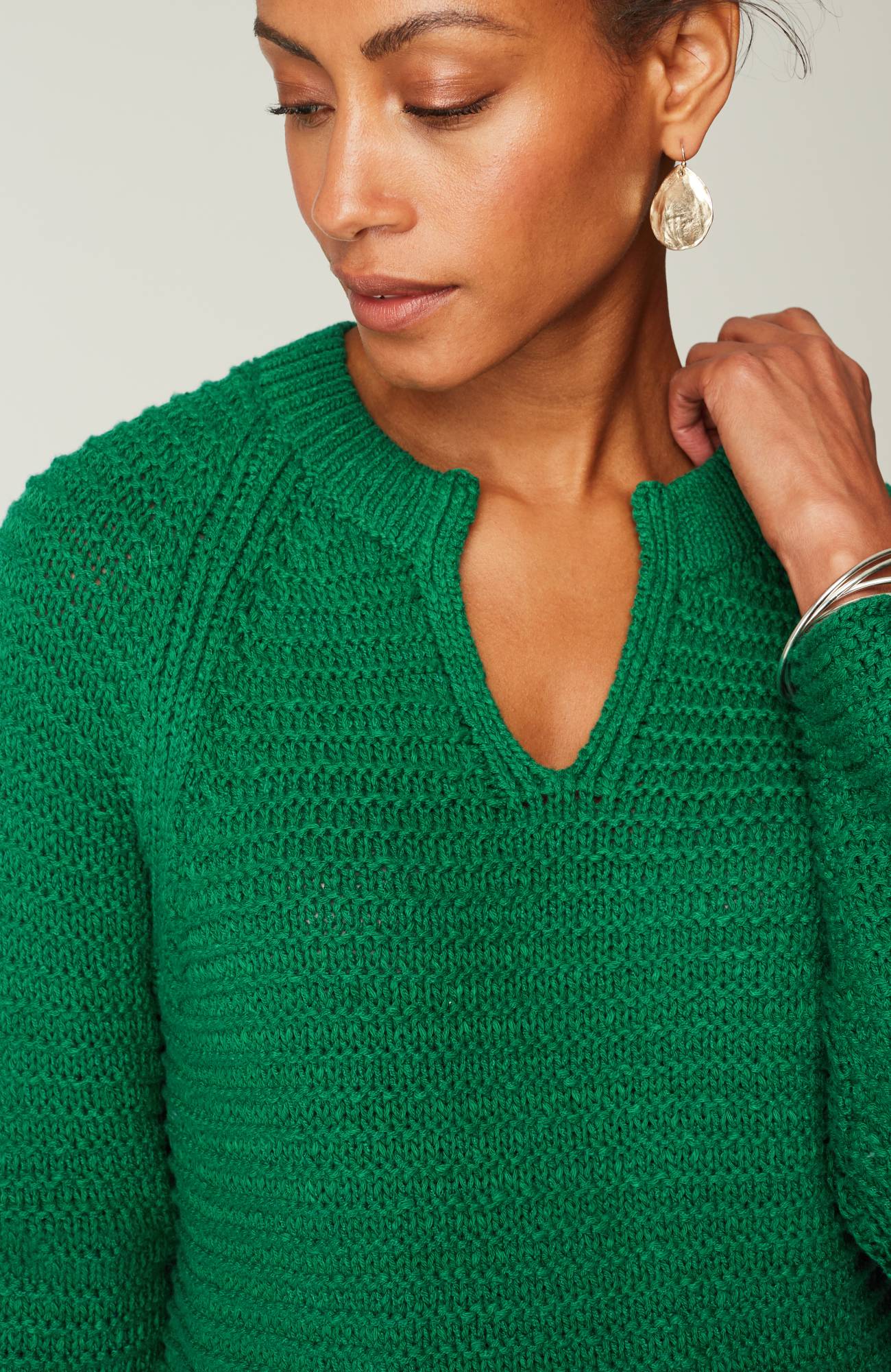 wearever textured split-neck sweater