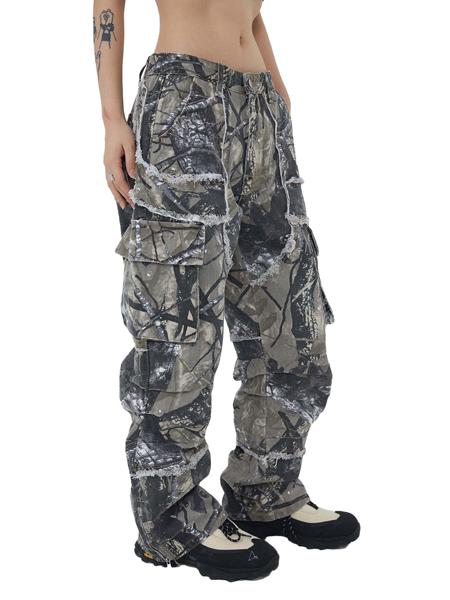 Camouflage Leaf Straight Leg Pants- 1870