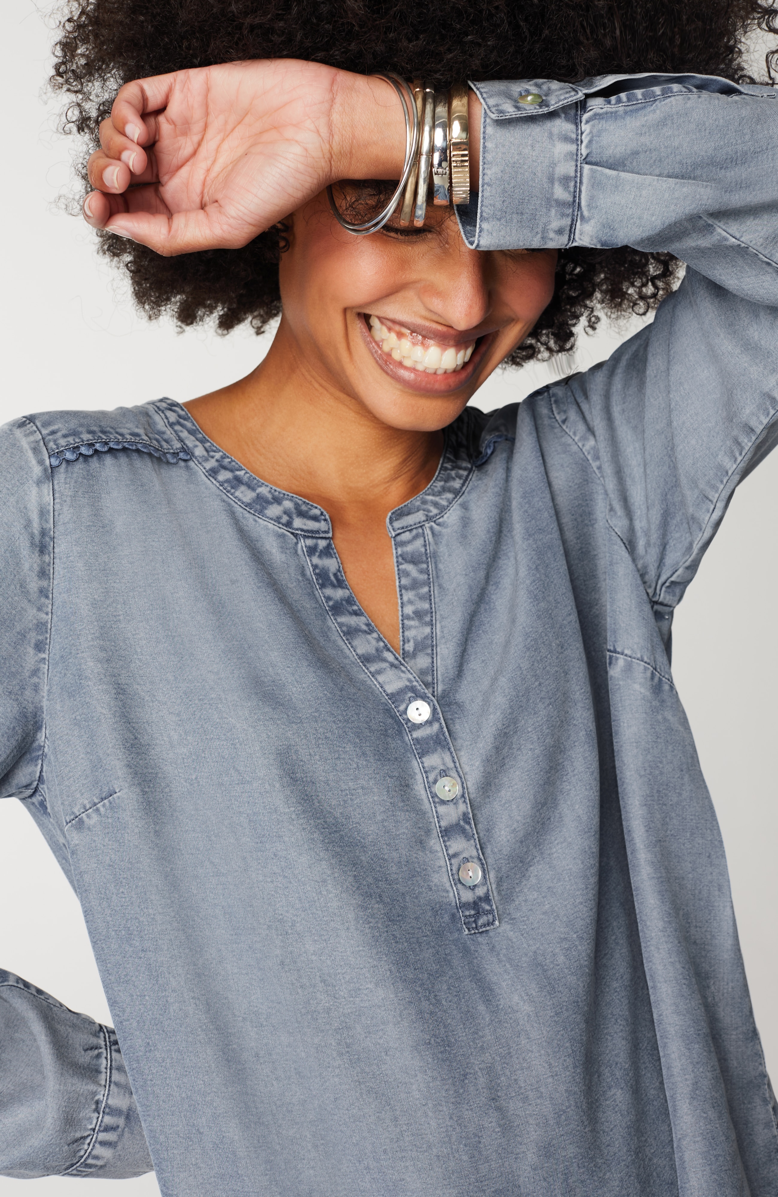 Trimmed Indigo Top