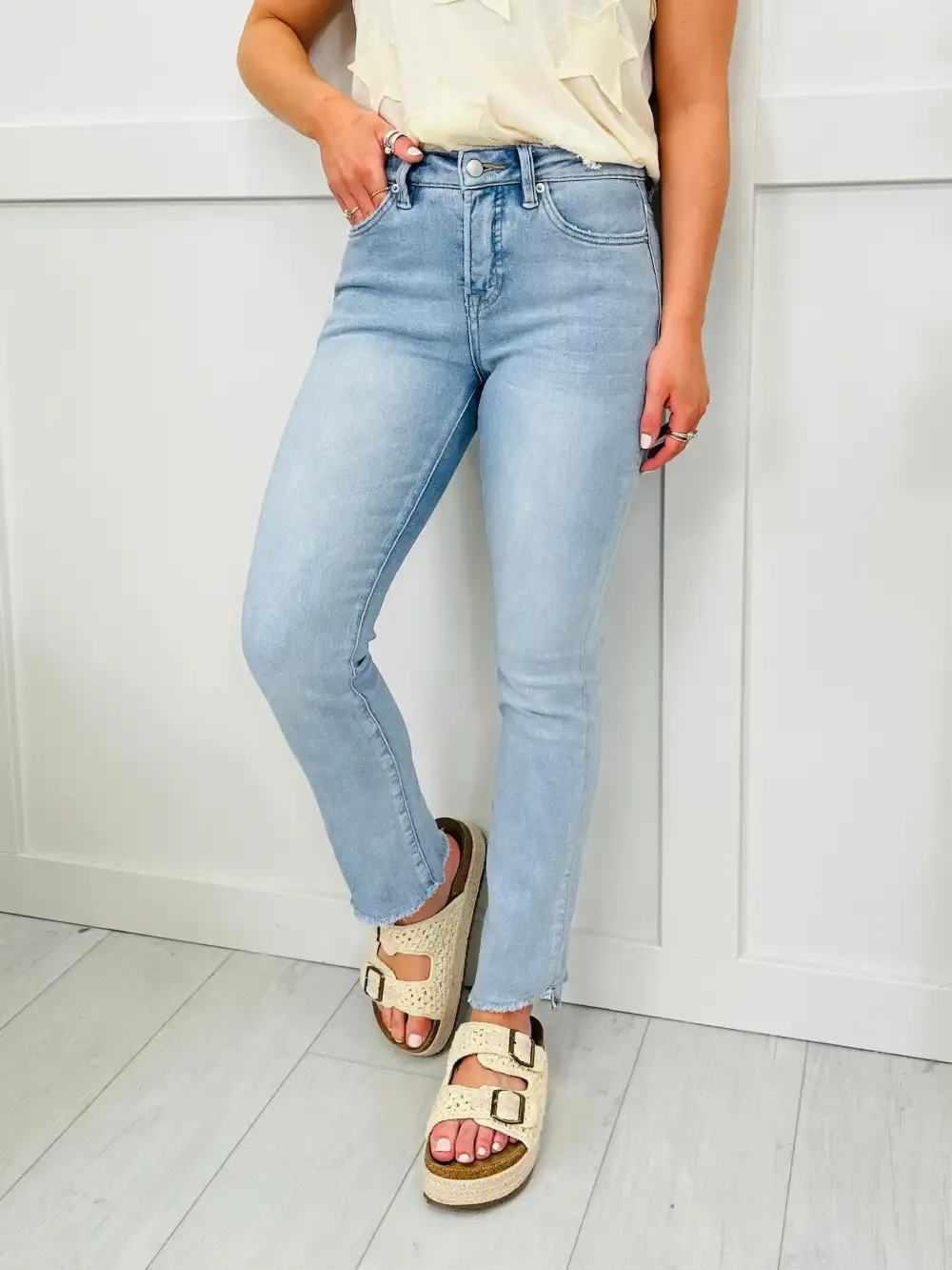 One Step Ahead Tummy Control Cropped Step Hem Jeans