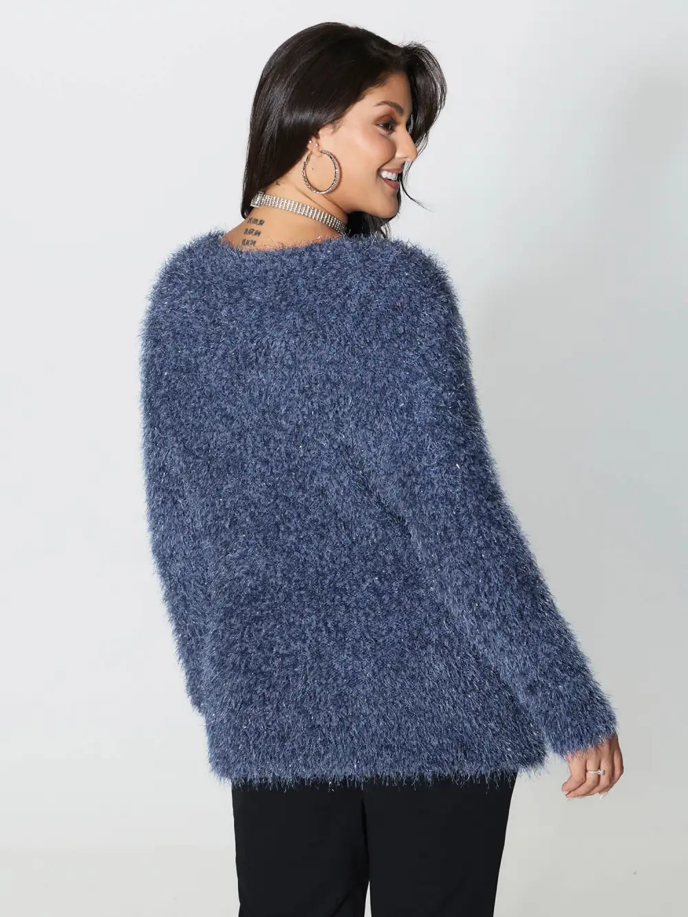 Fuzzy Sparkle Crew Neck Pullover