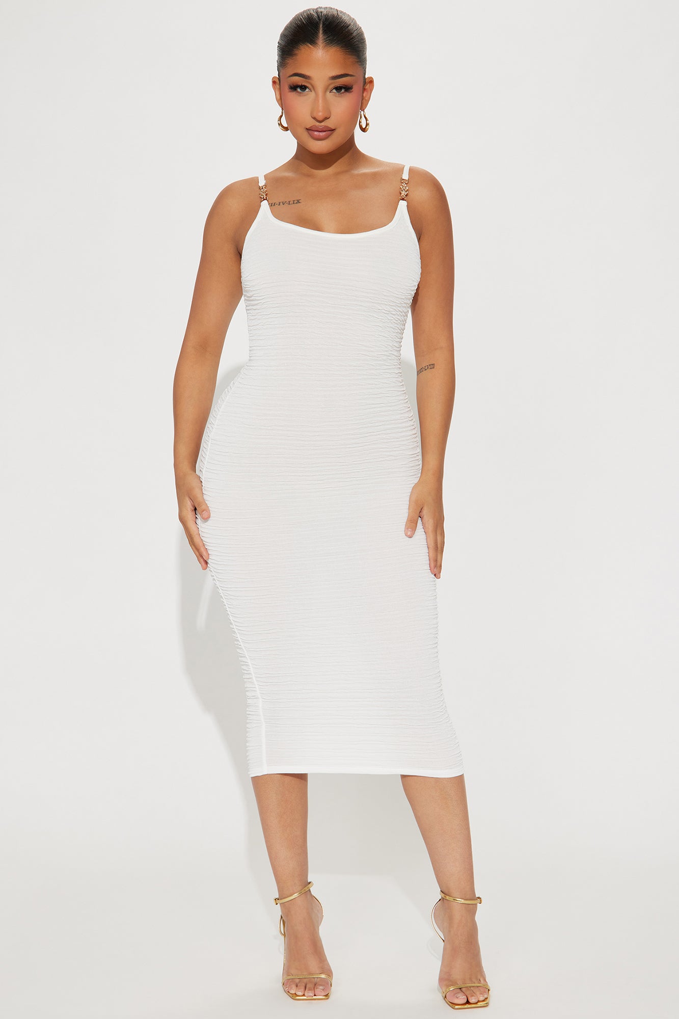 Sunshine Textured Midi Dress - Off White