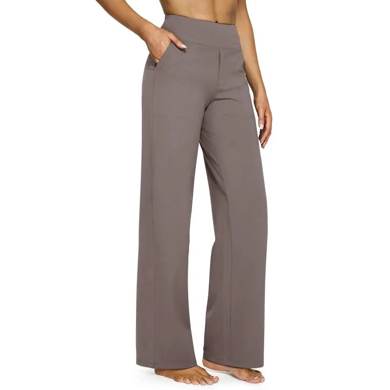 Women’s High-Waist Wide Leg Casual Pants-Loose Fit Yoga Trousers with Pockets for Work, Lounge