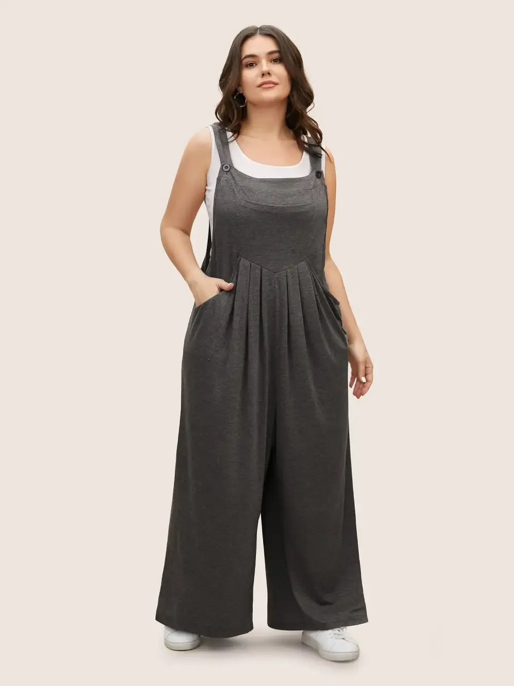 Supersoft Essentials Solid Pleated Pocket Jumpsuit