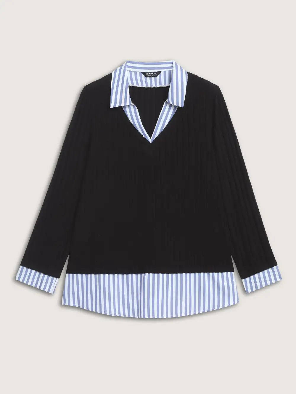 Ribbed Striped Stretchy Sweatshirt Top