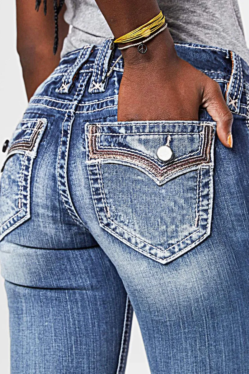 Pocket Detail Low Rise Bootcut Jeans