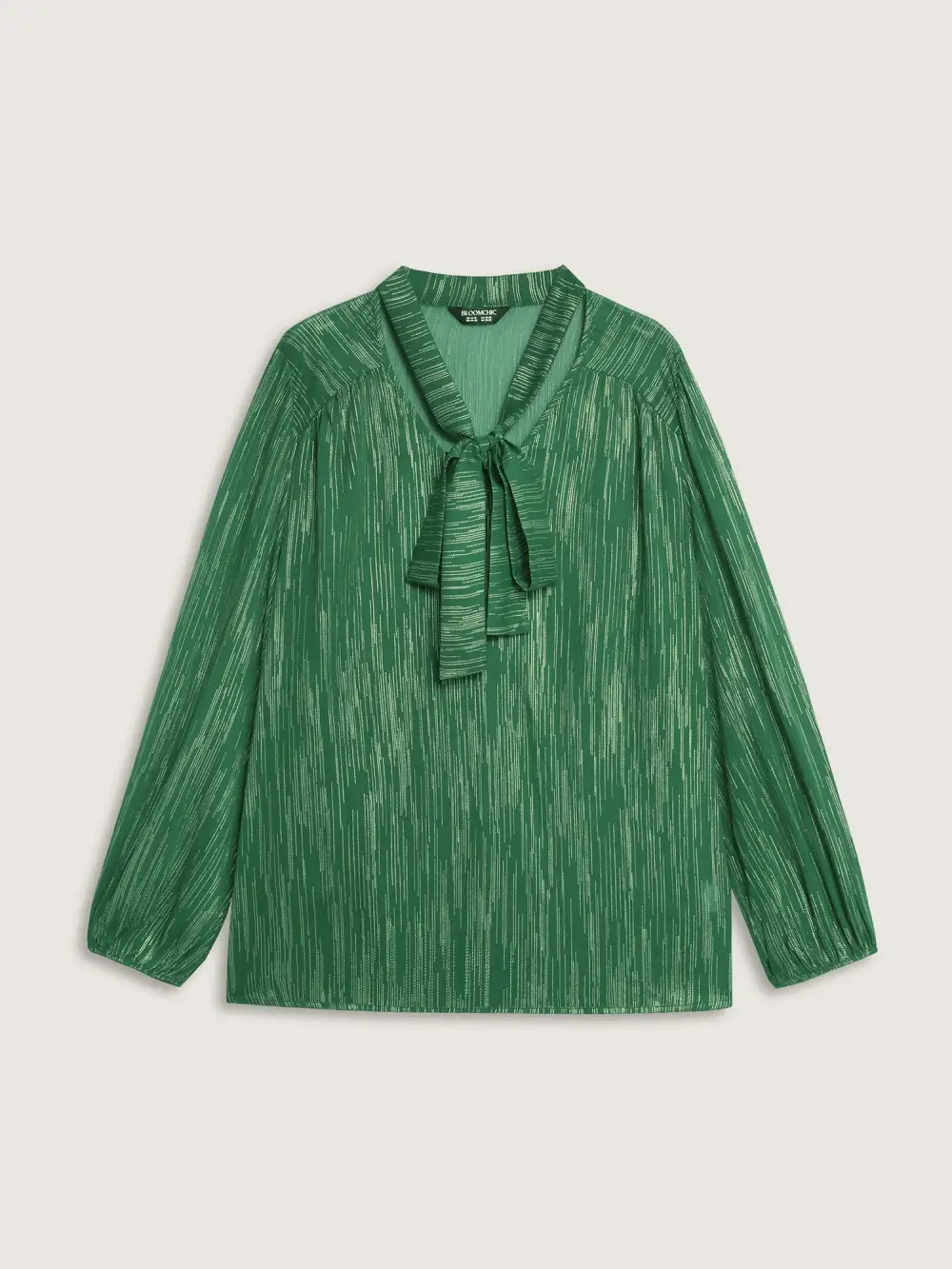 Gold Stamp Sheer Collar-Tie Blouse