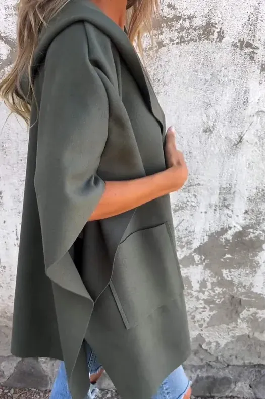 Casual Solid Color Pocket Turndown Collar Outerwear