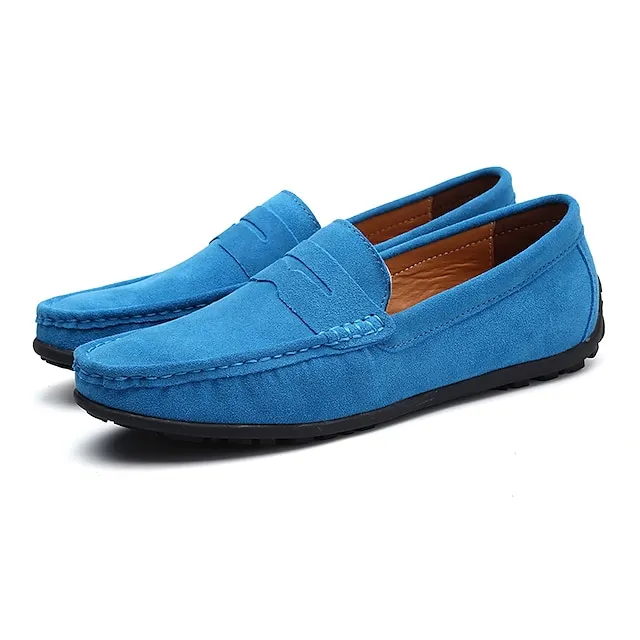 Men's Loafers & Slip-Ons Suede Shoes Comfort Shoes Driving Loafers Casual Outdoor Daily Suede Black Navy Blue Khaki Spring Summer