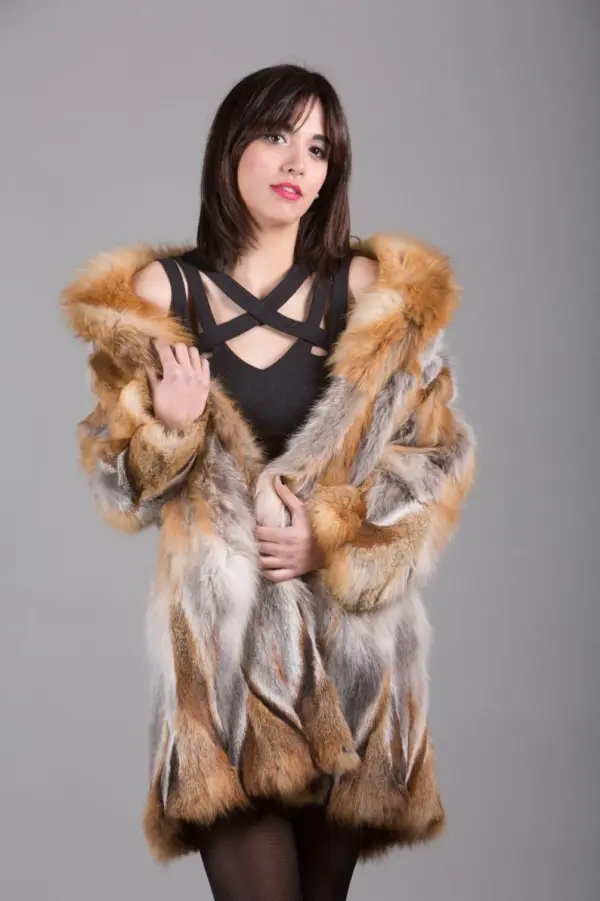 Red Fox Fur Knee Length Jacket