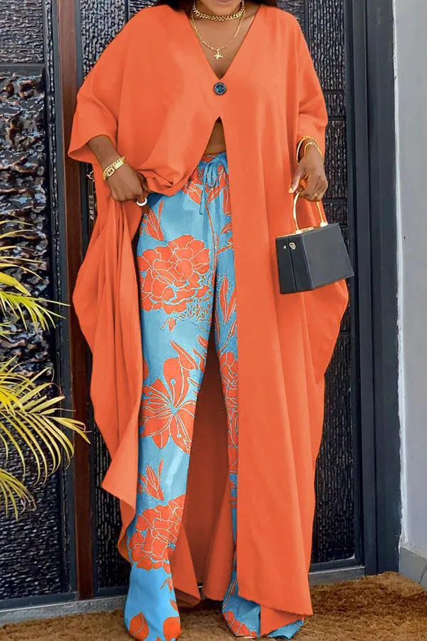  Relaxed High Split Flowy Pant Suit