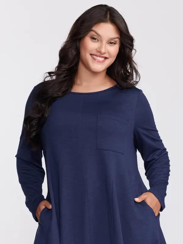 Supersoft Bamboo Textured Waist-Defining Midi Dress