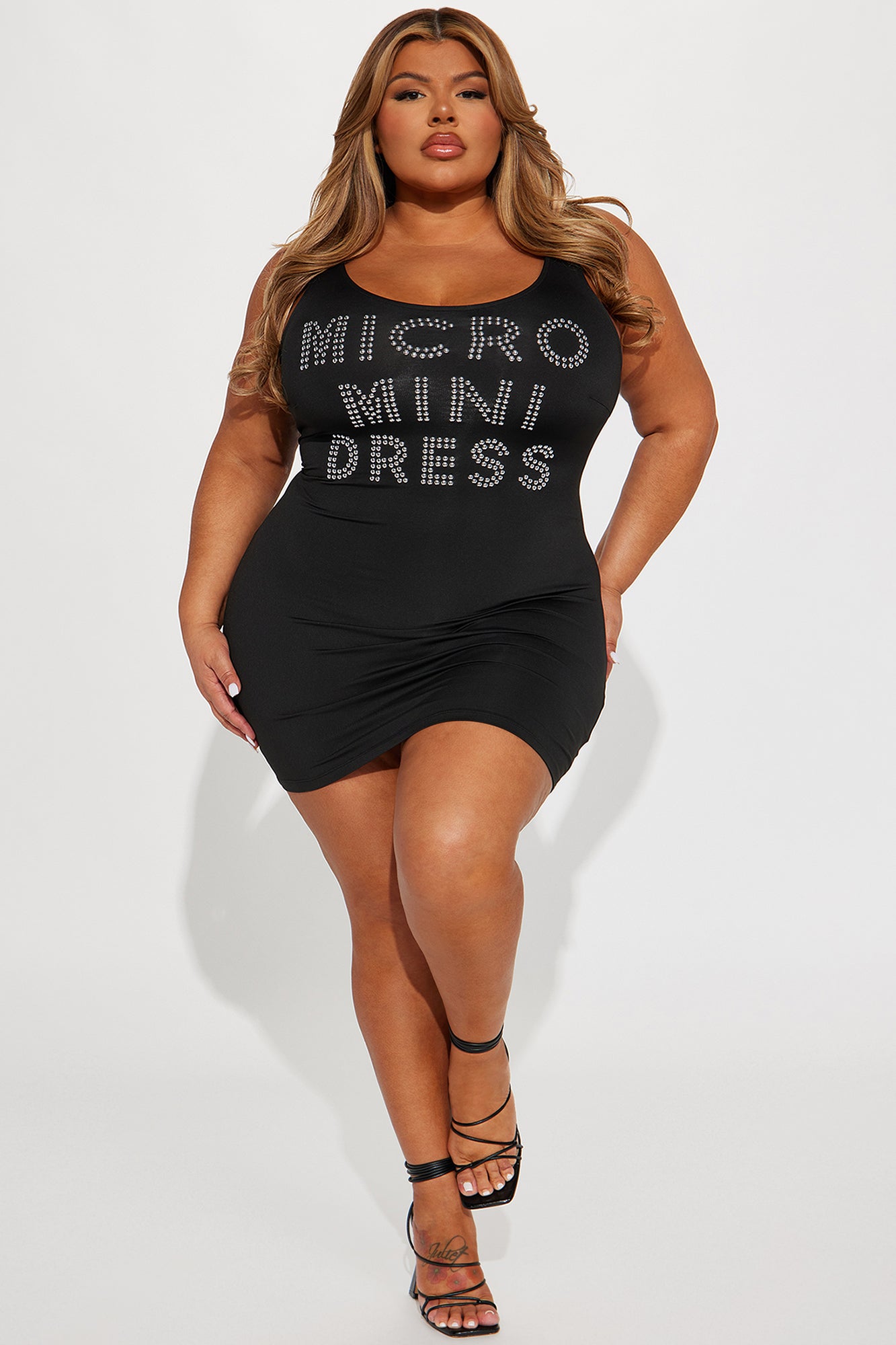 Studded Micro Mini Dress - Black/Silver