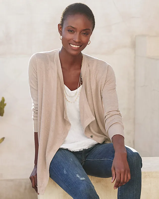 Easy Linen Drape-Front Cardigan