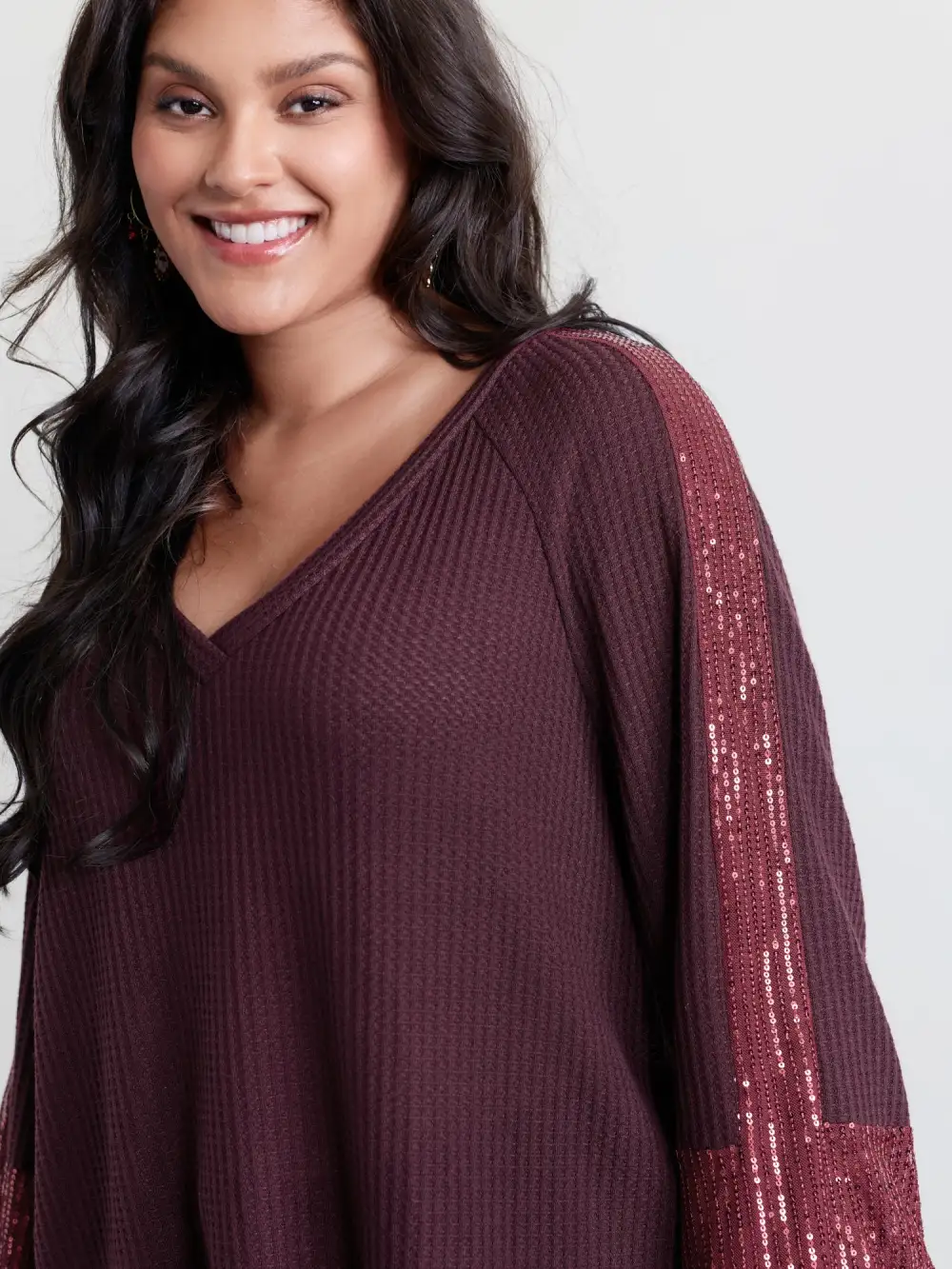 Textured Curvy Hem Relaxed-Fit Spliced T-Shirt