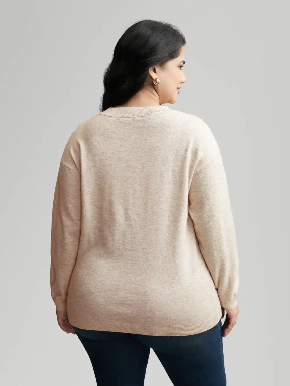 Round Neck Pearl Beaded Pullover