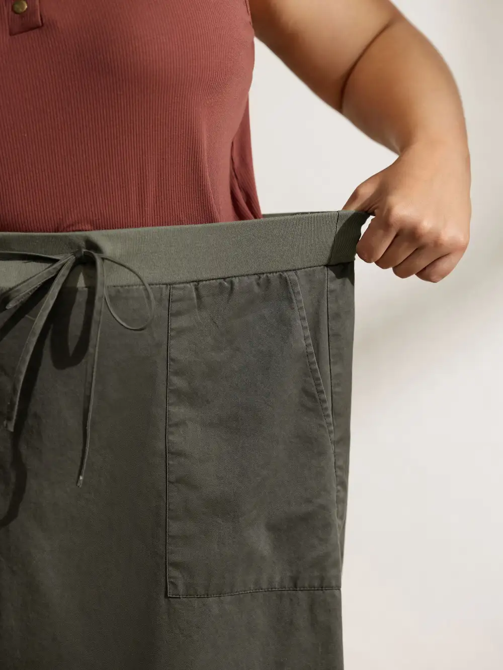 Vintage Thread Spliced Slit Midi Skirt