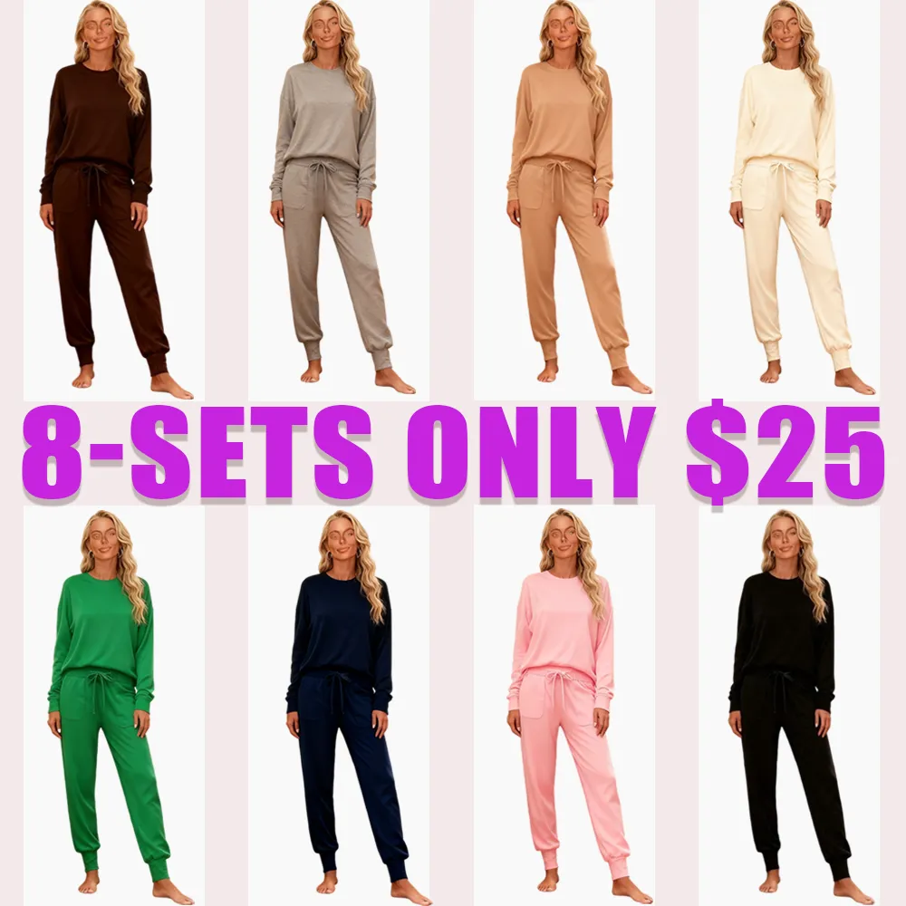 Women's Knit Loungewear Set: Long Sleeve + Jogger Pants