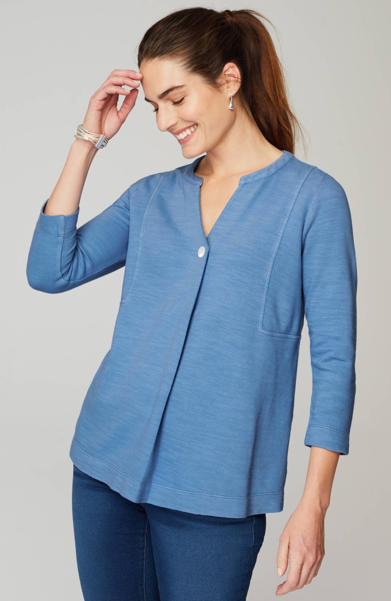 pure jill organically grown cotton buttoned top