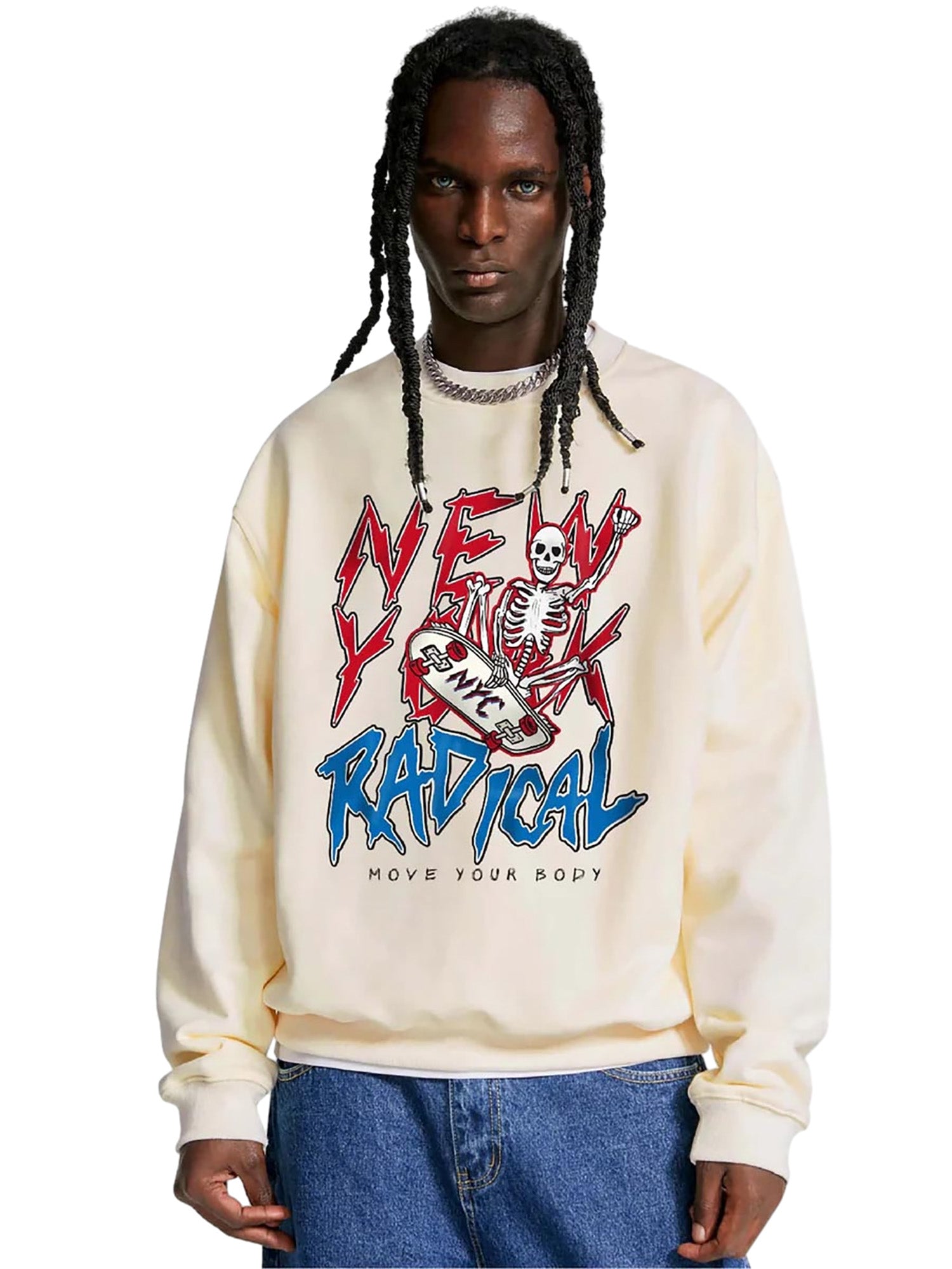 Skateboard Skull Pullover Crewneck Sweatshirt -1075