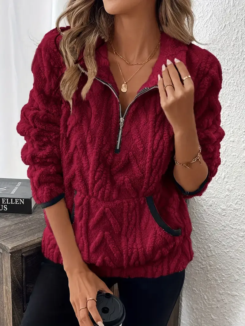 Women'S Fashion Fuzzy Sweatshirt, Polyester Knit Fabric,