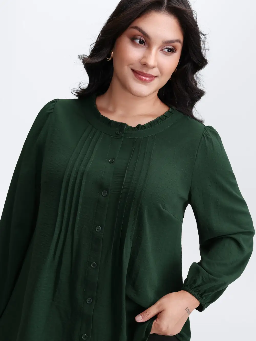 Toothpick Pleat Flowy Solid Blouse