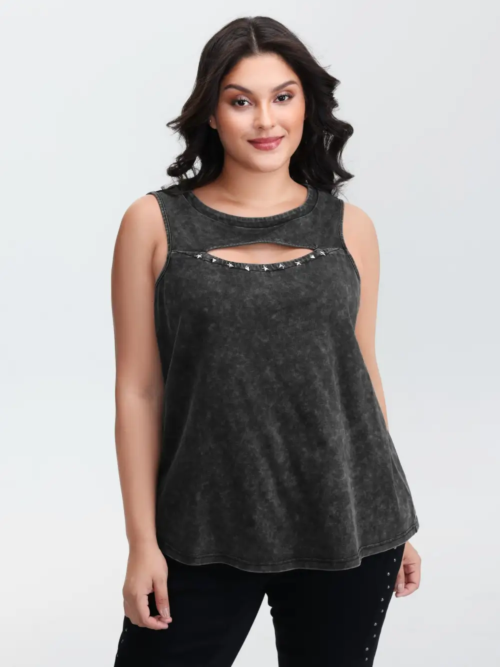 Vintage Cut Out Star Rivet Details Tank Top