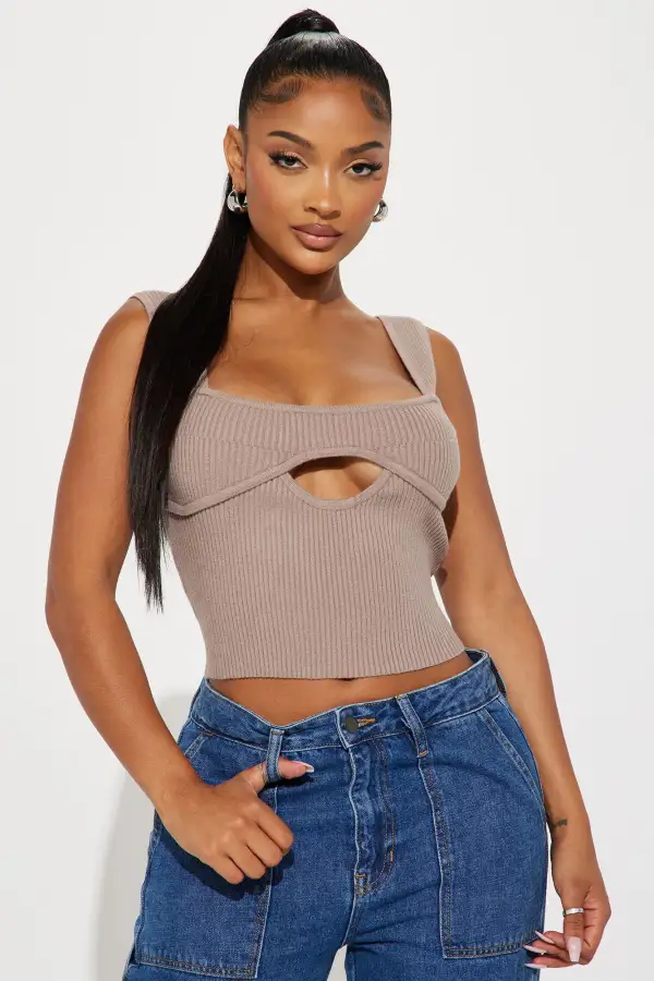 Enza Sweater Top - Taupe