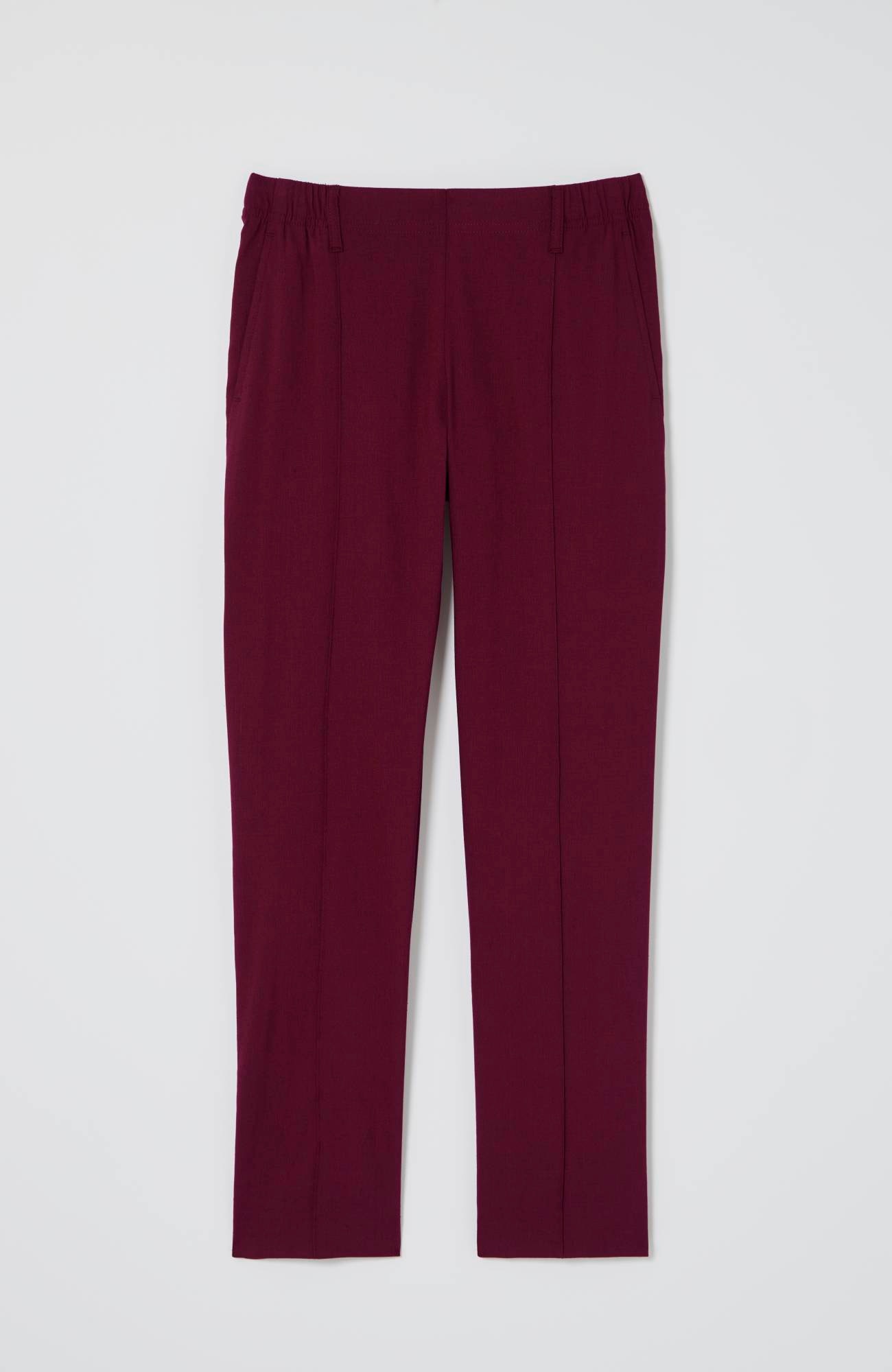 Pintucked Linen-Stretch Slim-Leg Pants