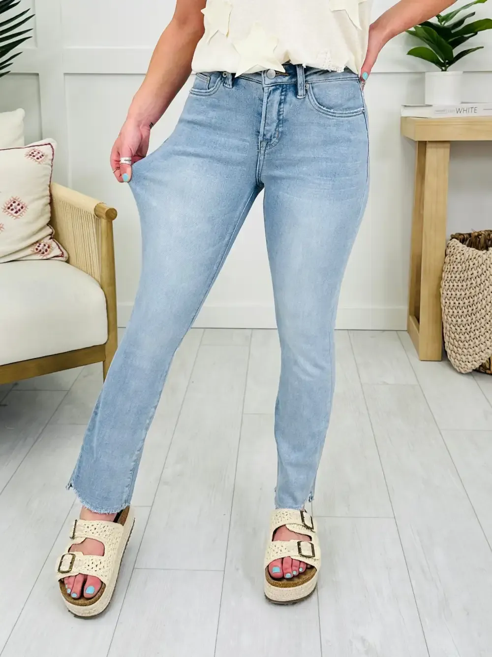 One Step Ahead Tummy Control Cropped Step Hem Jeans
