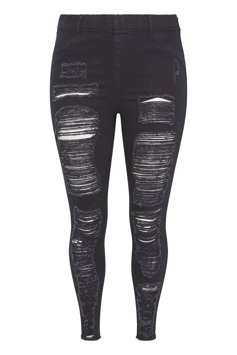 YOURS Curve Washed Blue Frayed Ripped Stretch GRACE Jeggings