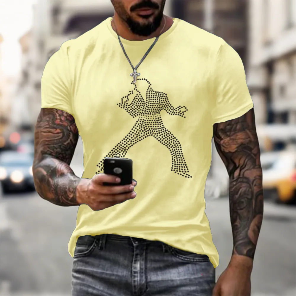 Men's Print Short Sleeve Round Neck Cotton T-Shirt