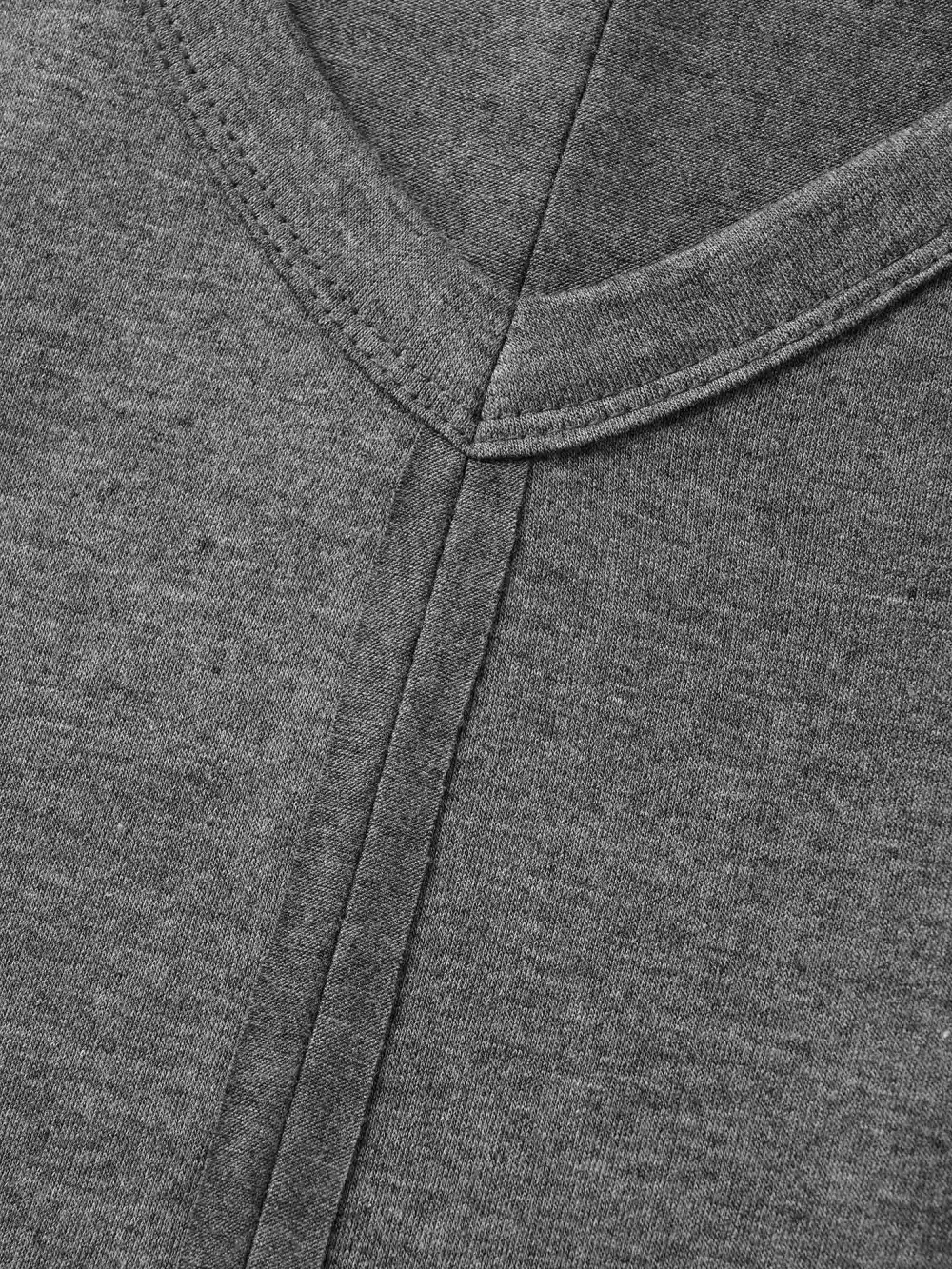 Solid Heather V Neck Curved Hem T-Shirt