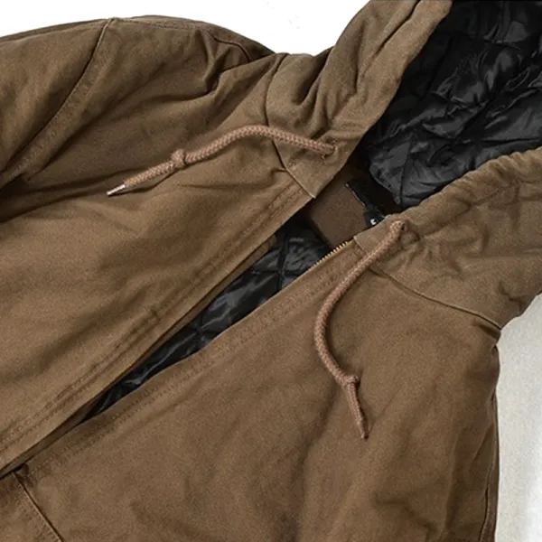 Men's Retro With Cotton Lining Wear-Resistant Tactical Hooded Jacket
