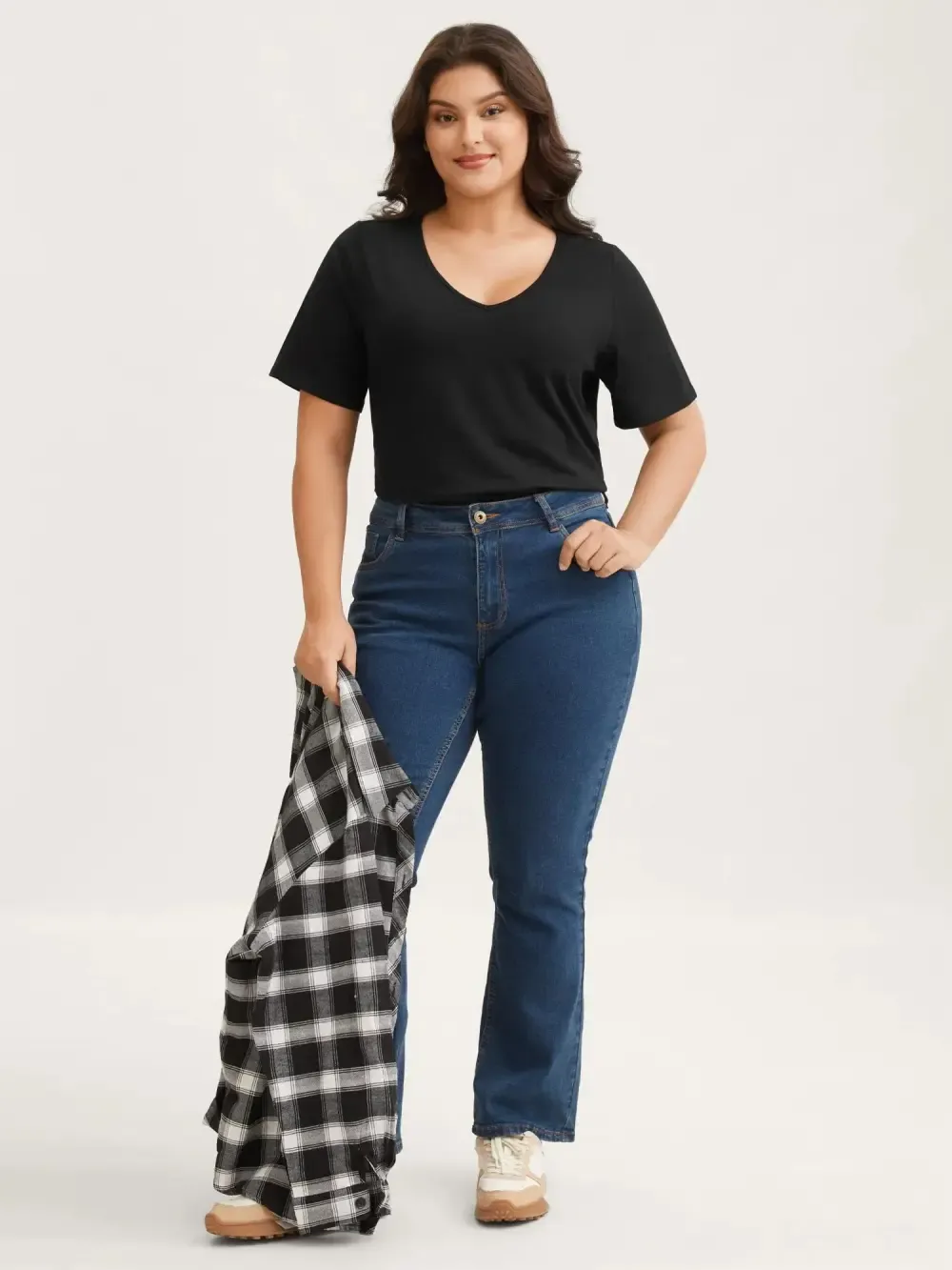 4 Pack Cotton V Neck Plain Basic T-shirt