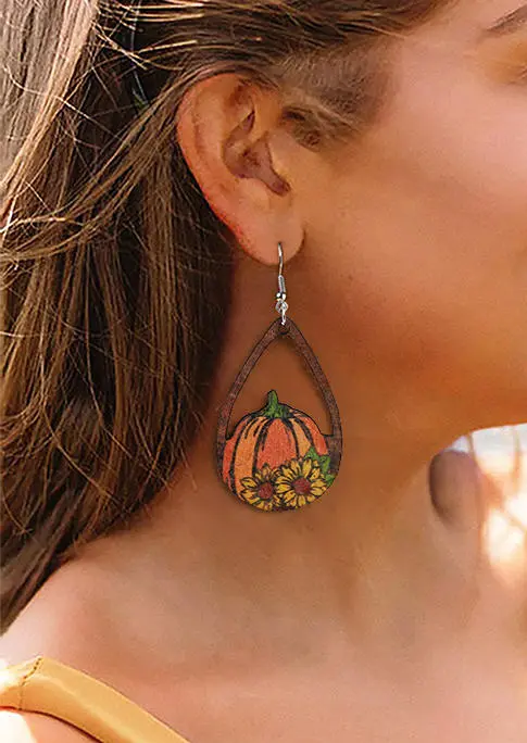 Pumpkin Sunflower Hollow Out Earrings