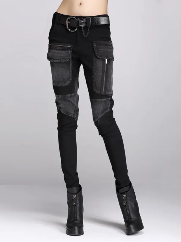 Multiple Zipper Casual Slimming Jeans Harem Pants