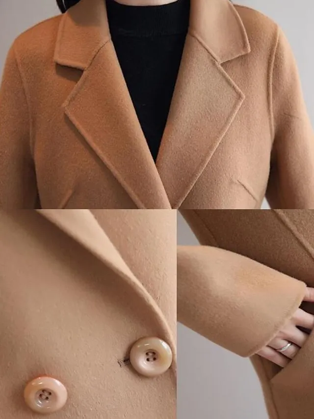 Women's Coat Long Coat Black Blue Camel Red Active Street Fall Regular Fit S M L XL XXL 3XL / Daily / Winter