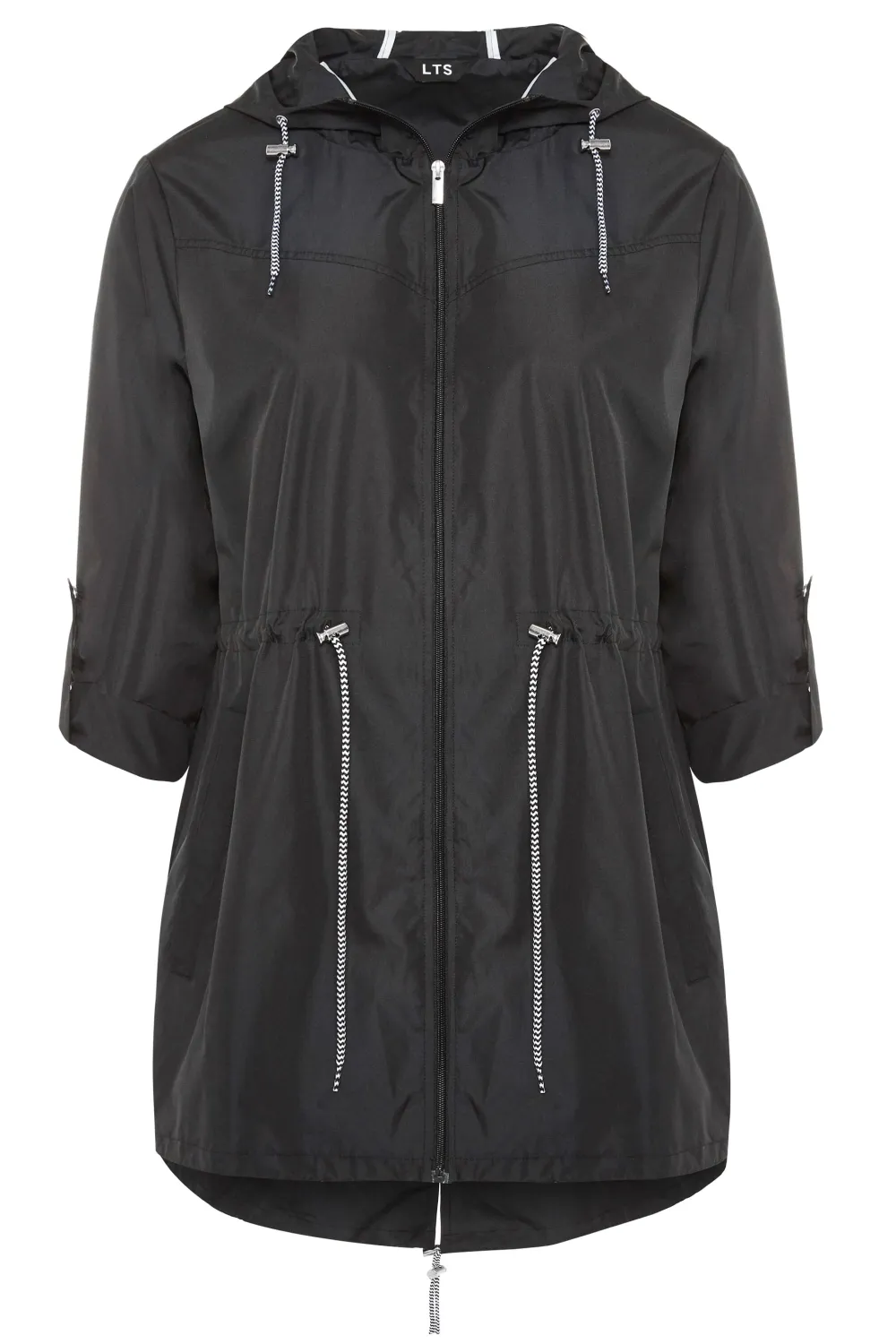 LTS Tall Black Dalmatian Print Pocket Parka
