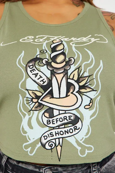 Ed Hardy Dagger Tank - Olive