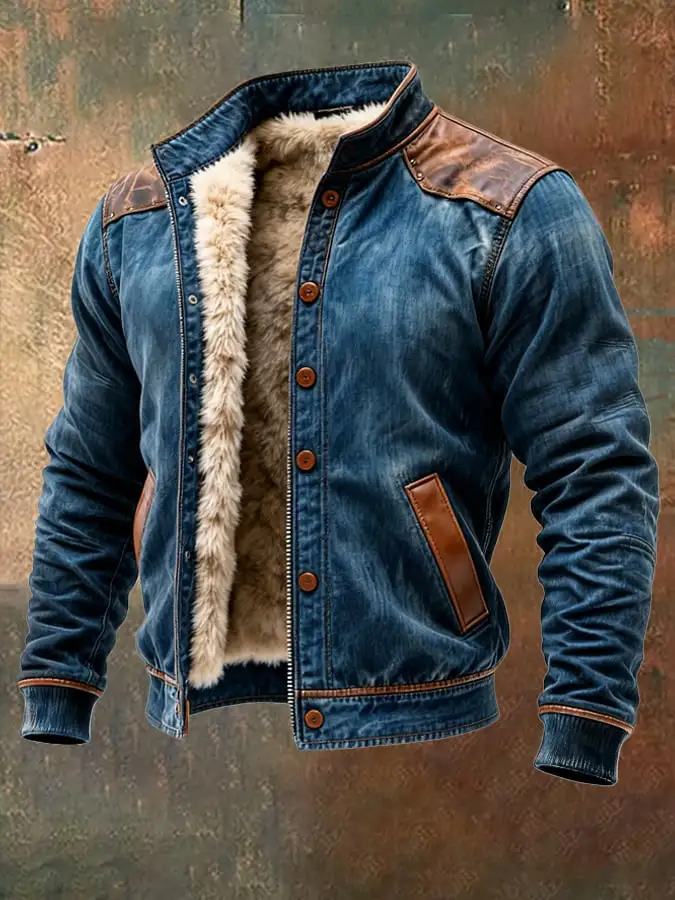 Men's Vintage Suede and Leather Multi-Pocket Outdoor Jacket
