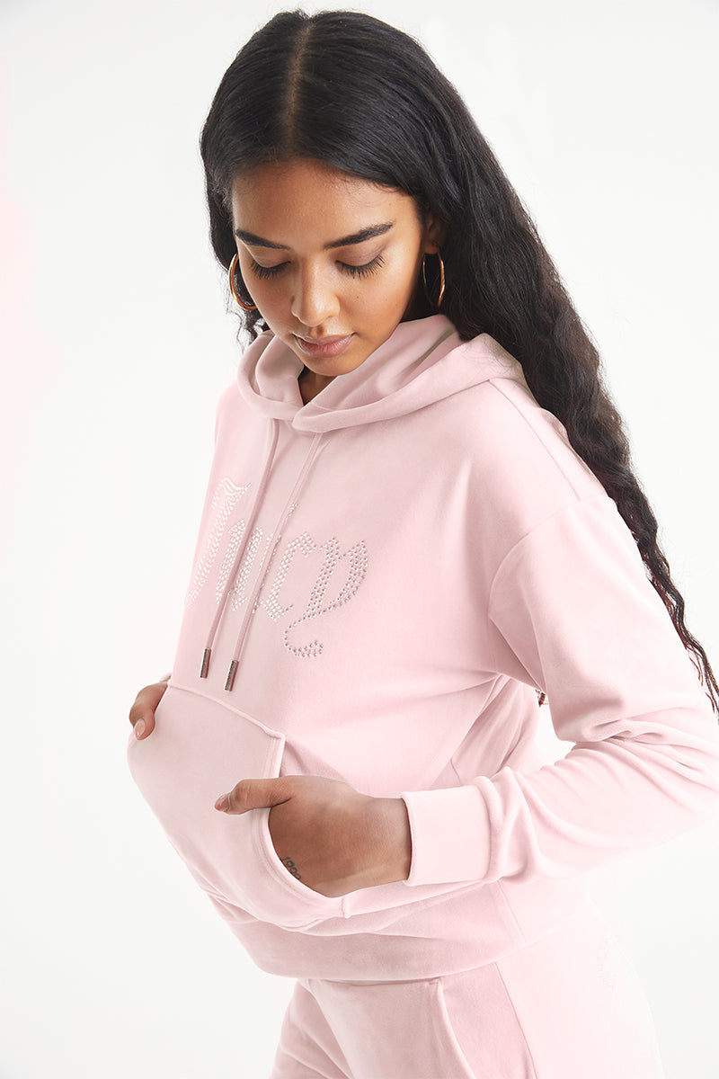 Oversized Big Bling Velour Hoodie